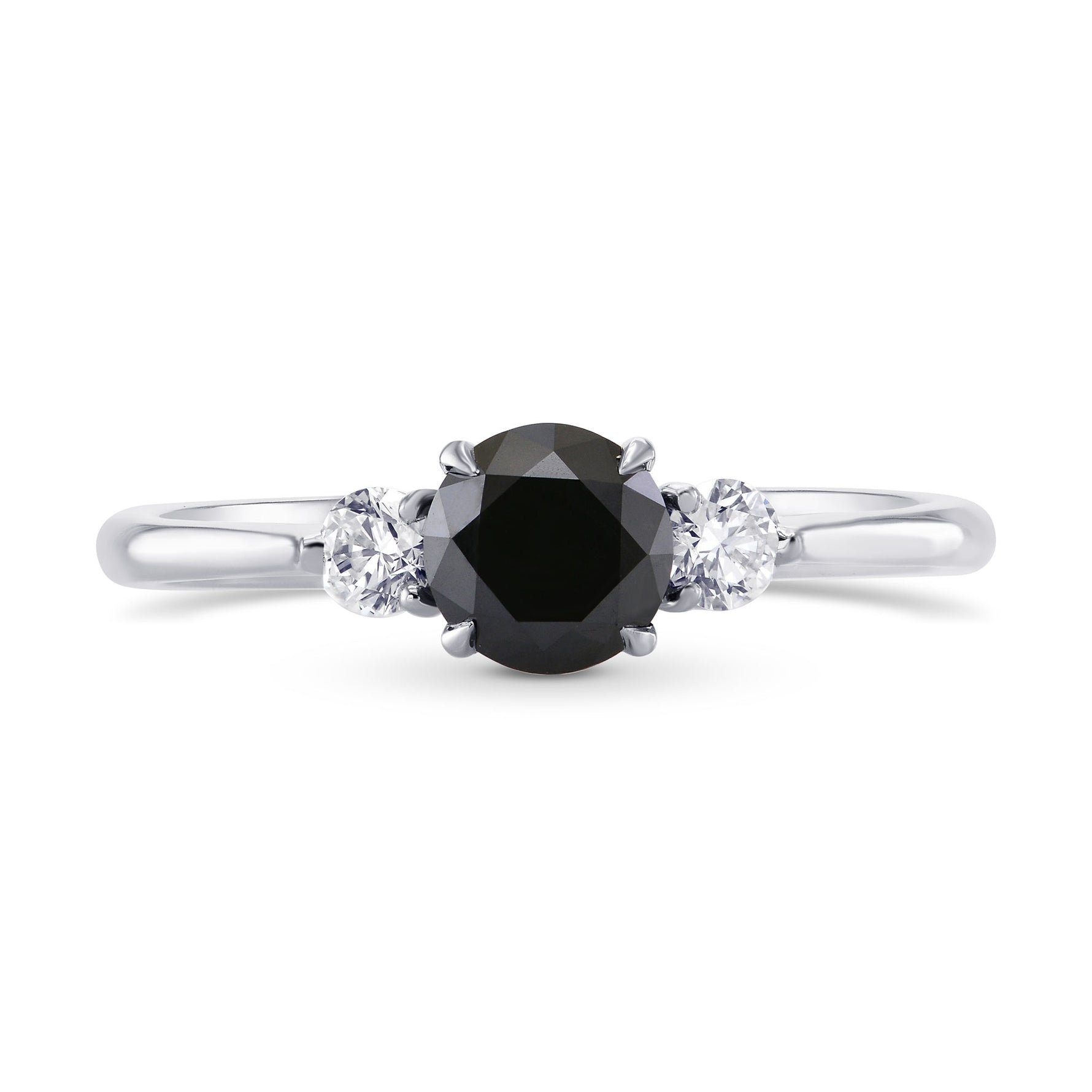 Black & White Diamond Round Brillant 3 Stones Ring