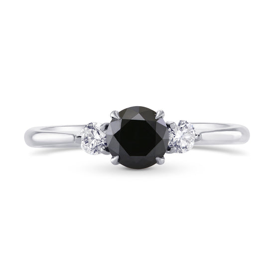 Black & White Diamond Round Brillant 3 Stones Ring
