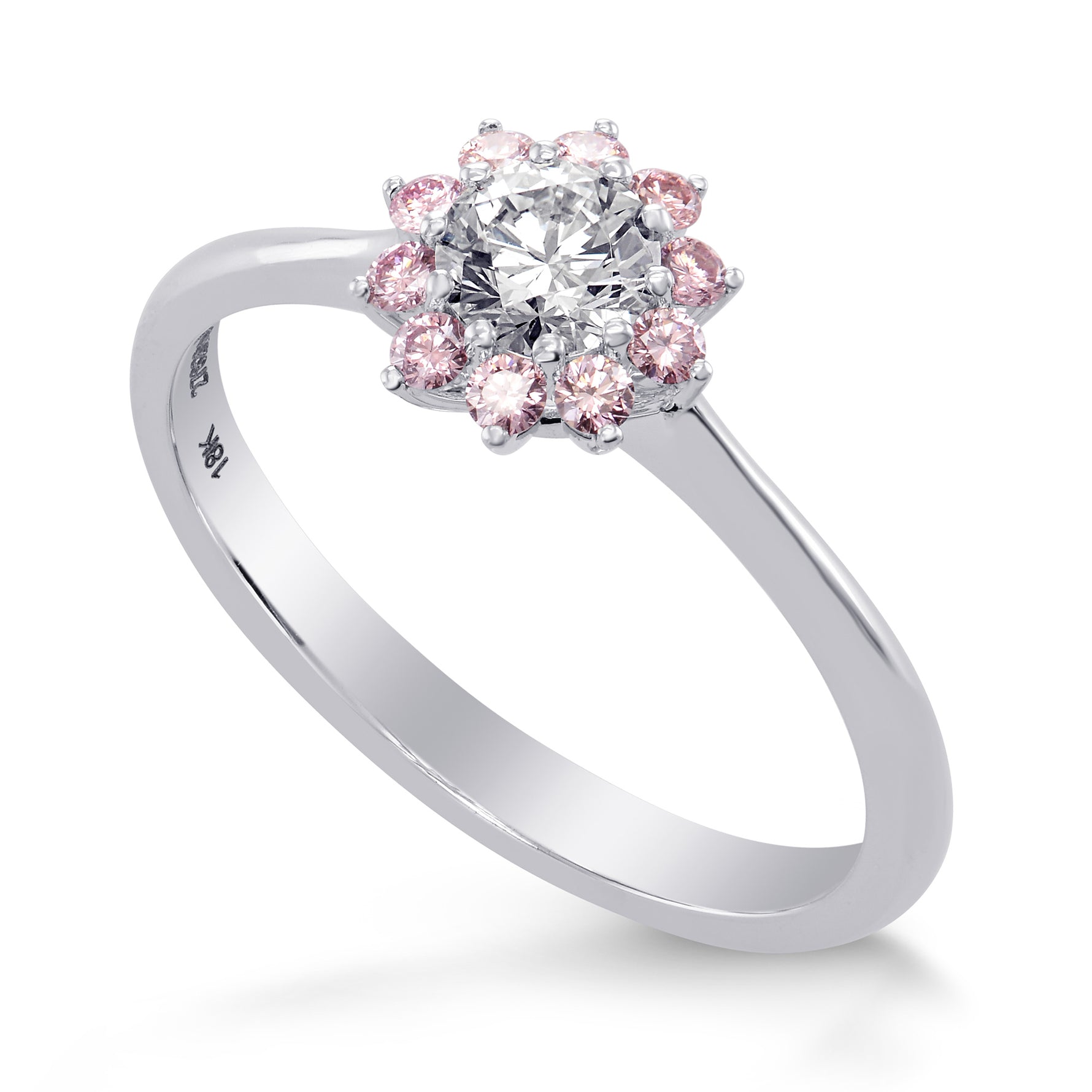 GIA XXX White and Pink Diamond Engagement & Wedding Ring Set