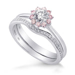 GIA XXX White and Pink Diamond Engagement & Wedding Ring Set