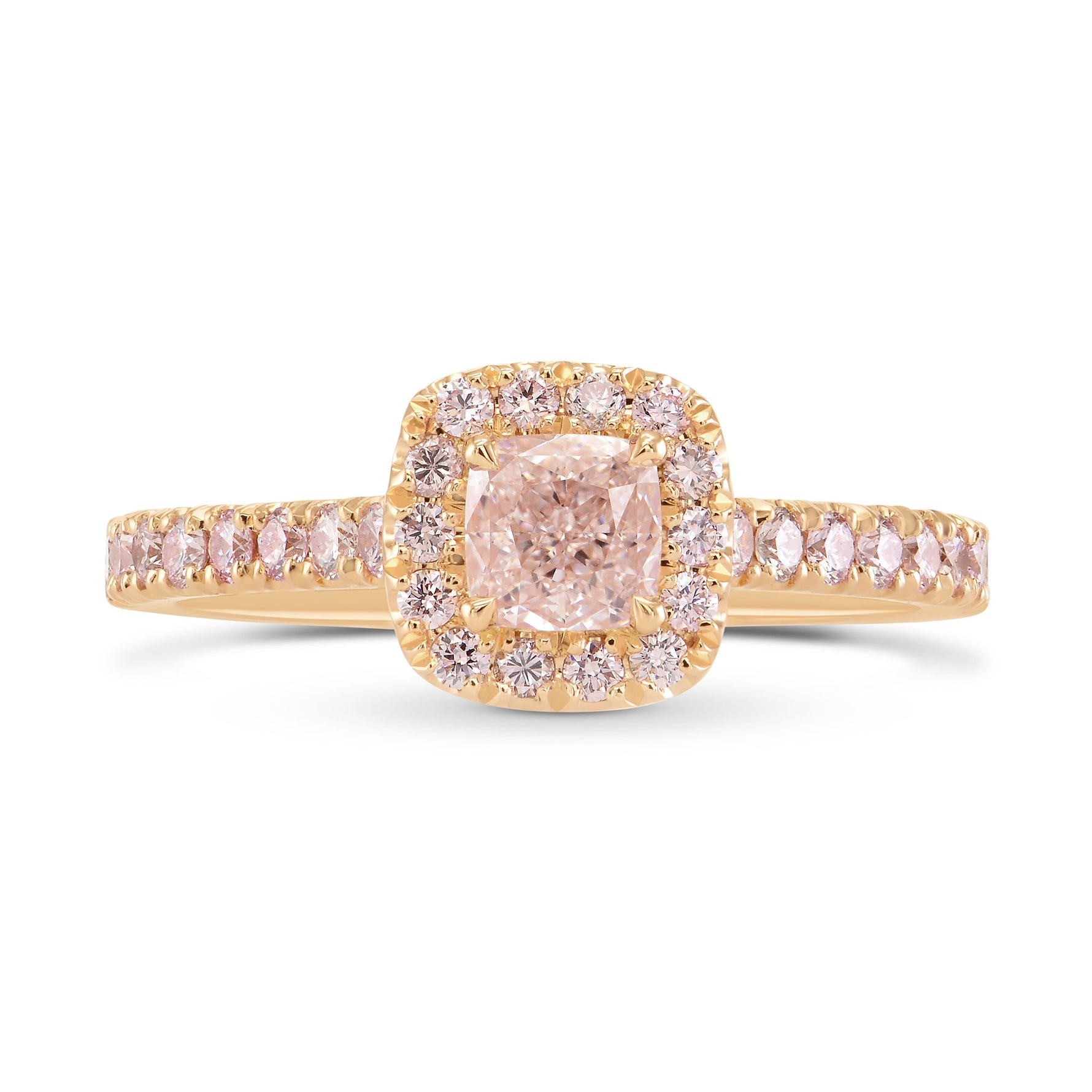 Fancy Light Pink Cushion Diamond Halo Ring