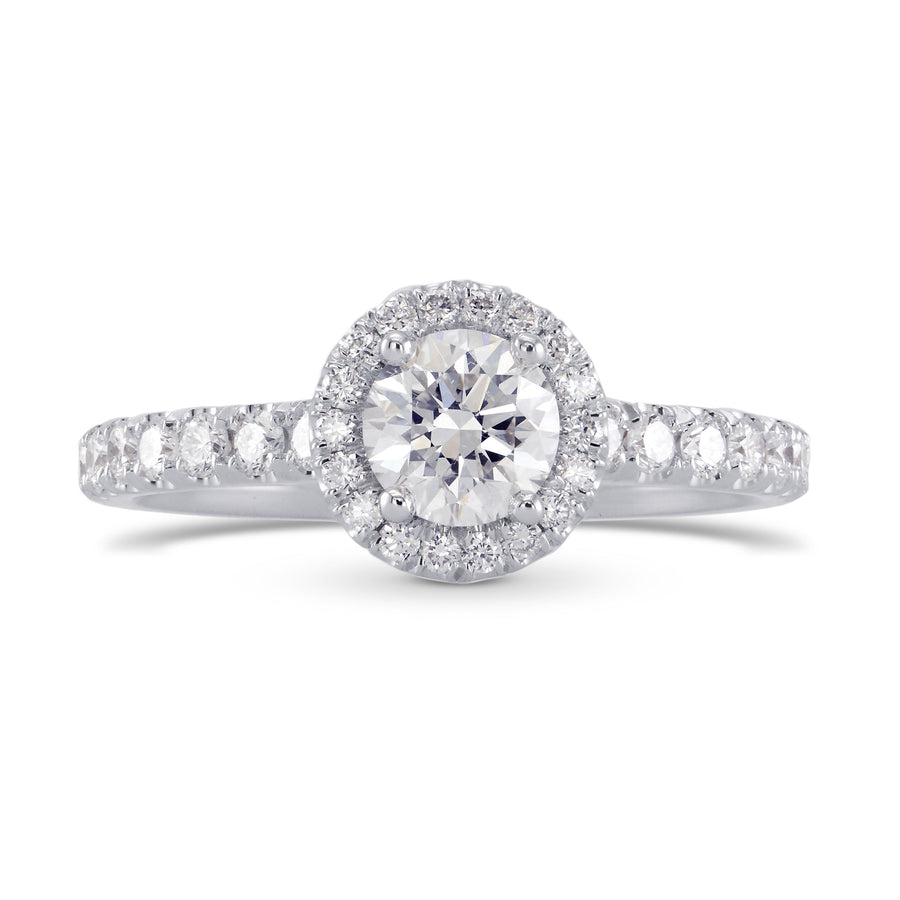 Colorless Round Brilliant Diamond Halo Ring