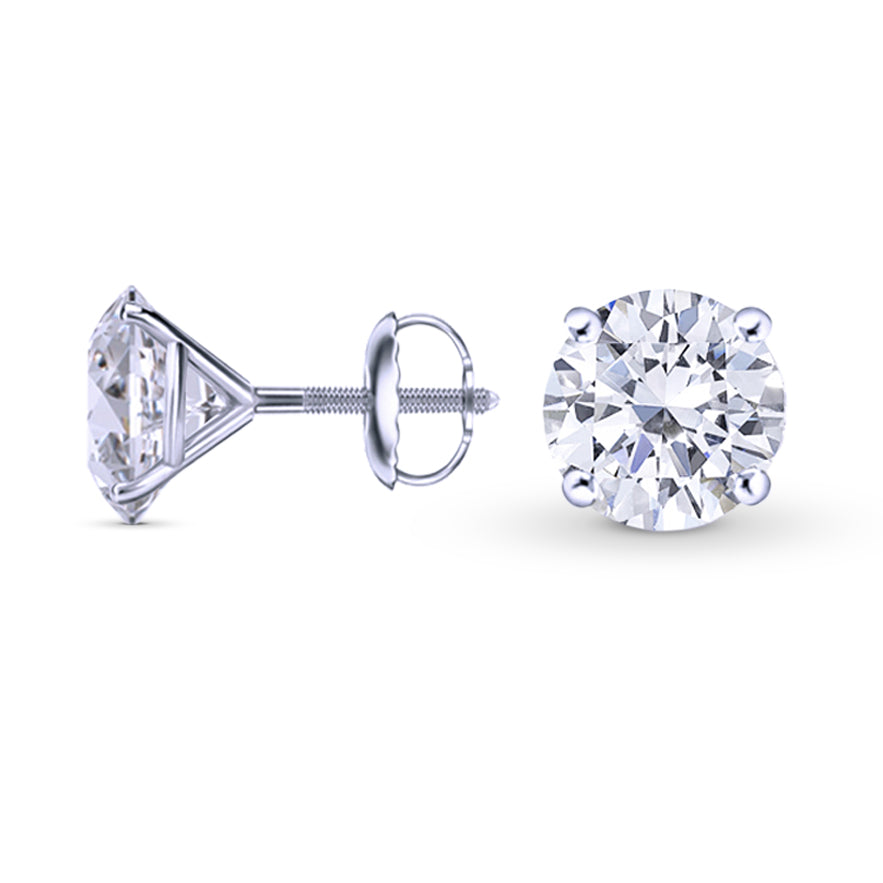 GIA, Round Brilliant Diamond Stud Earrings - 2