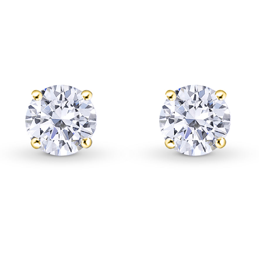 GIA, Round Brilliant Diamond Stud Earrings - 3