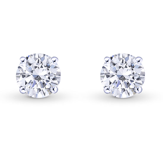 GIA, Round Brilliant Diamond Stud Earrings
