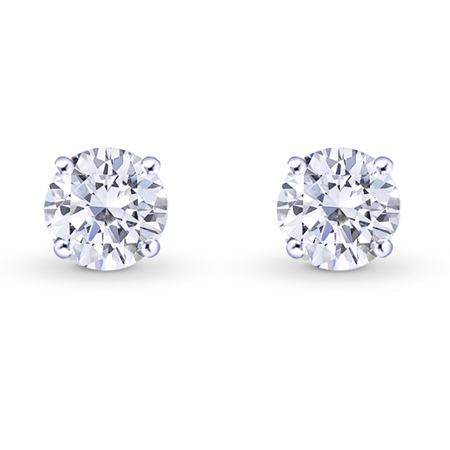 GIA, Round Brilliant Diamond Stud Earrings