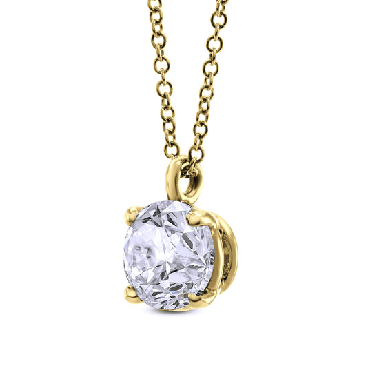 Round Solitaire Diamond Pendant - 4