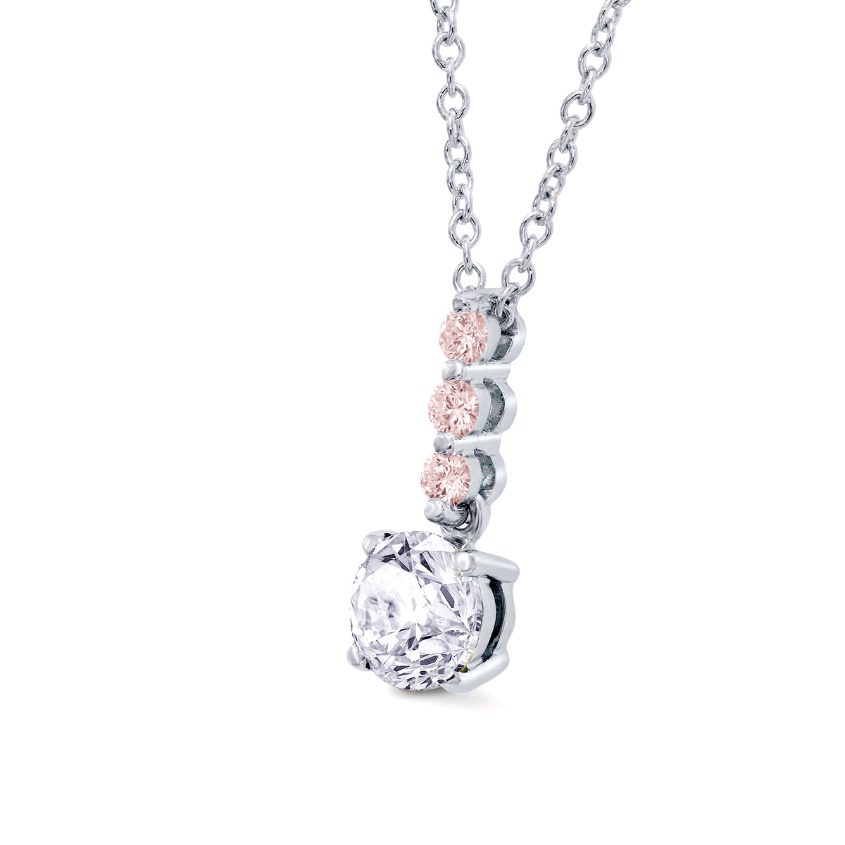 White & Pink Diamond Drop Pendant - 2