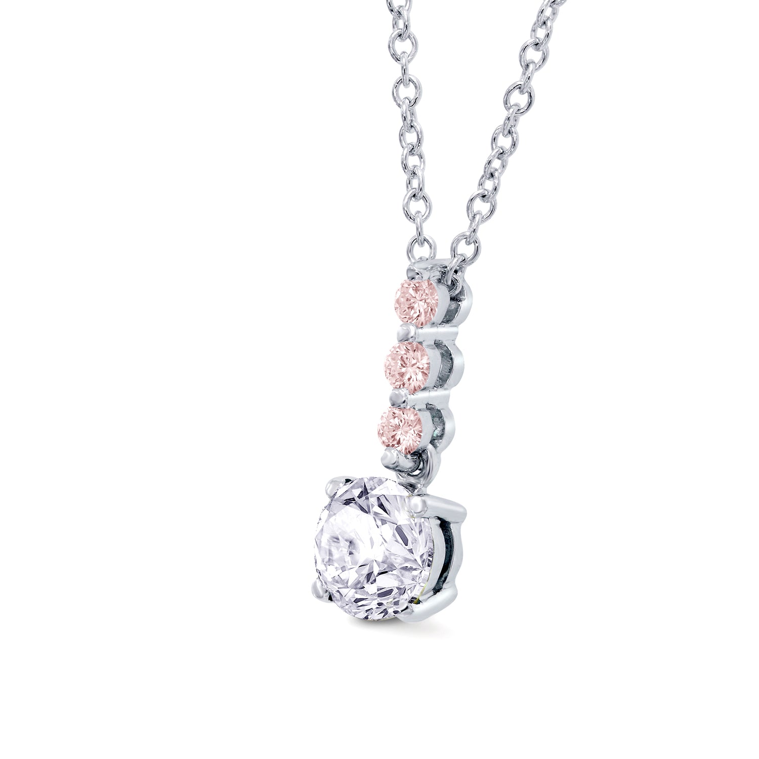 White & Pink Diamond Drop Pendant - 2
