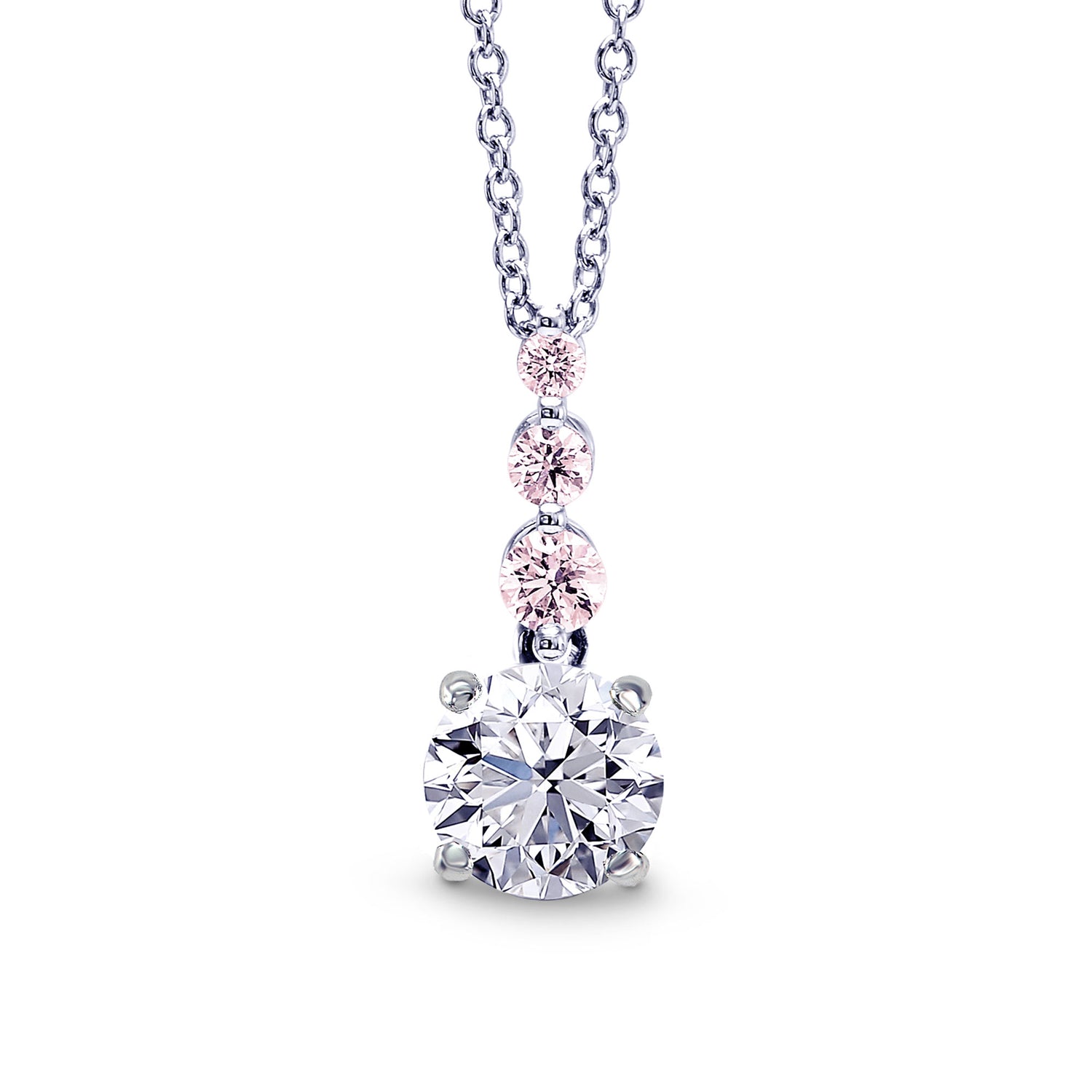 White & Pink Diamond Drop Pendant