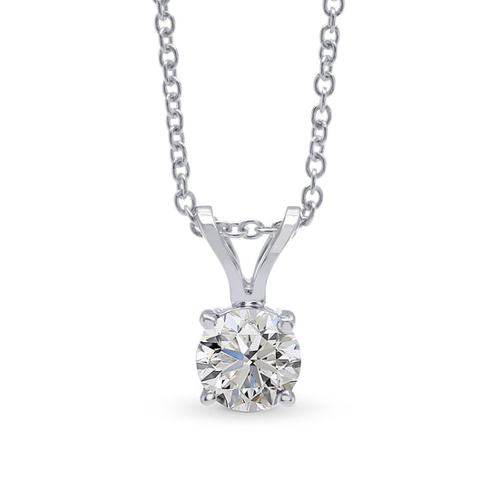 White Round Diamond Solitaire Pendant