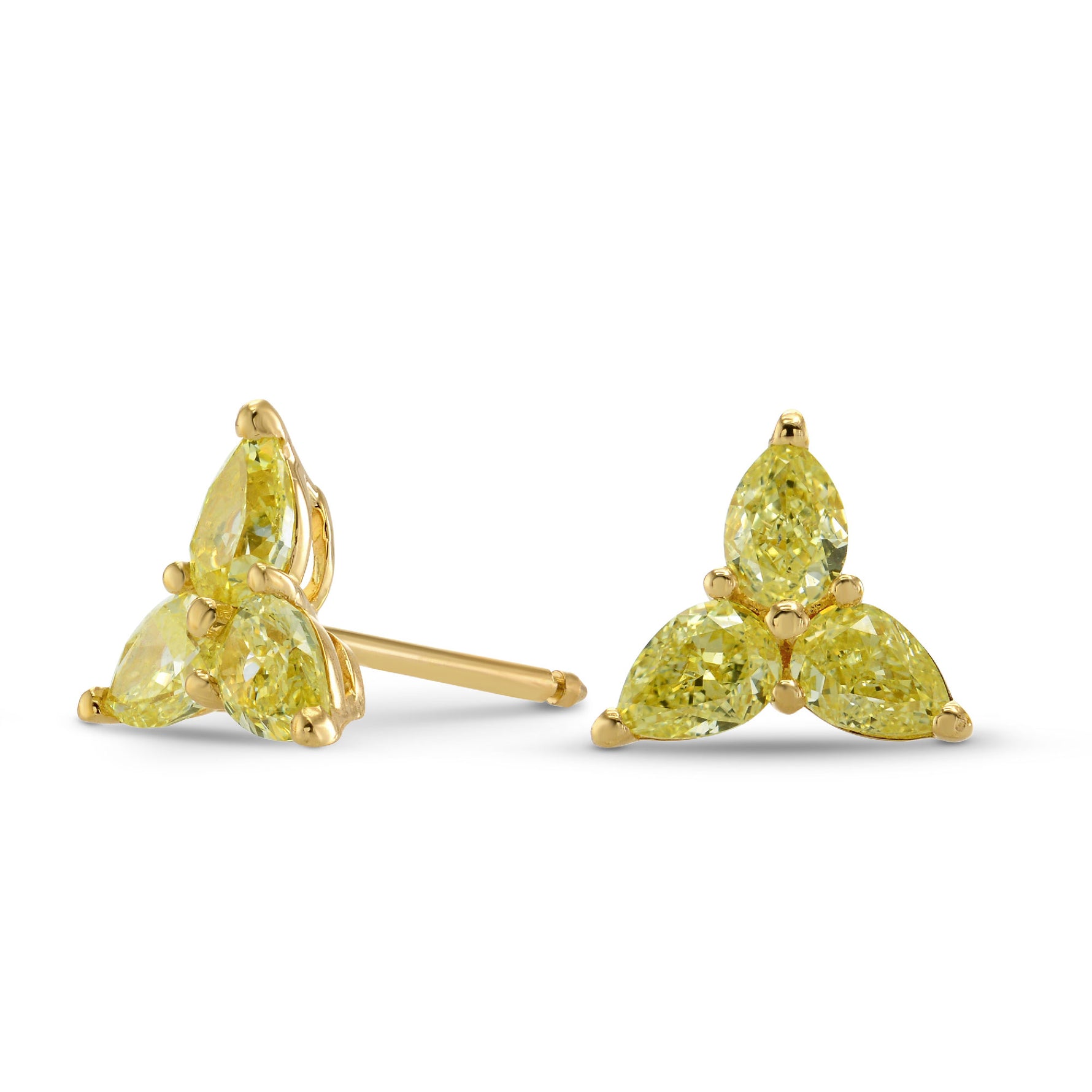 Fancy Yellow Pear Diamond Stud Earrings