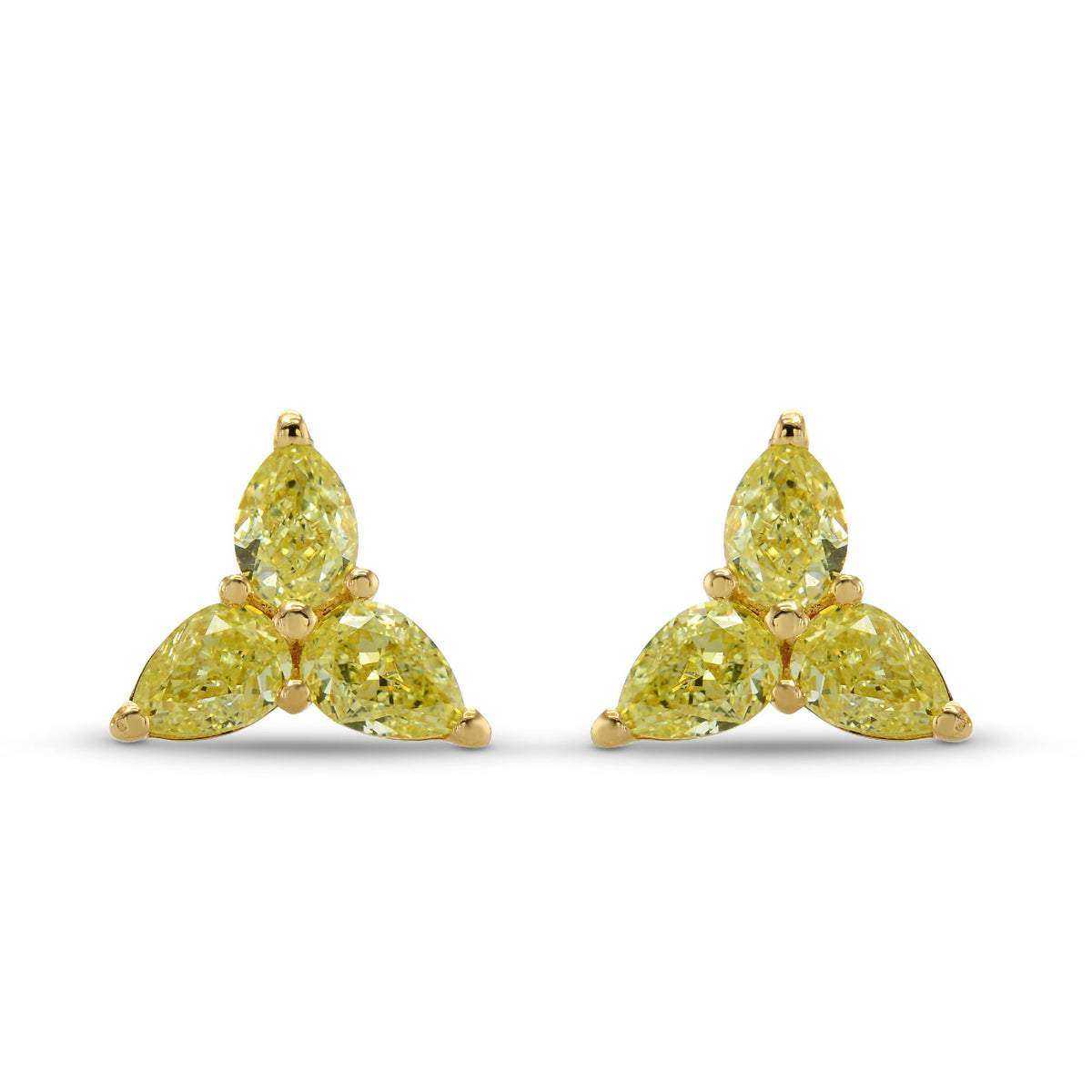 Fancy Yellow Pear Diamond Stud Earrings