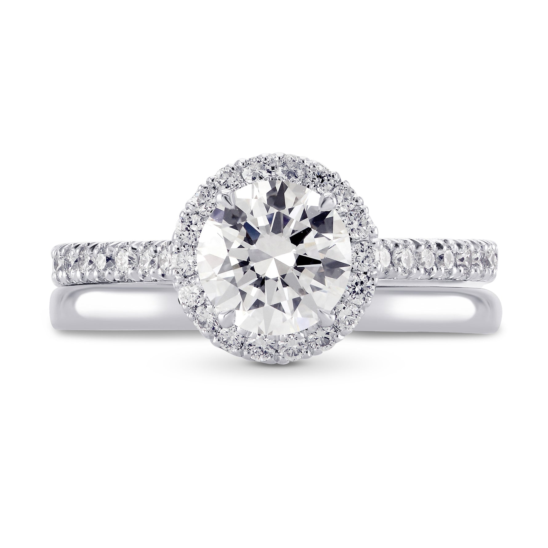 Round Brilliant Diamond Engagement & Wedding Ring Set