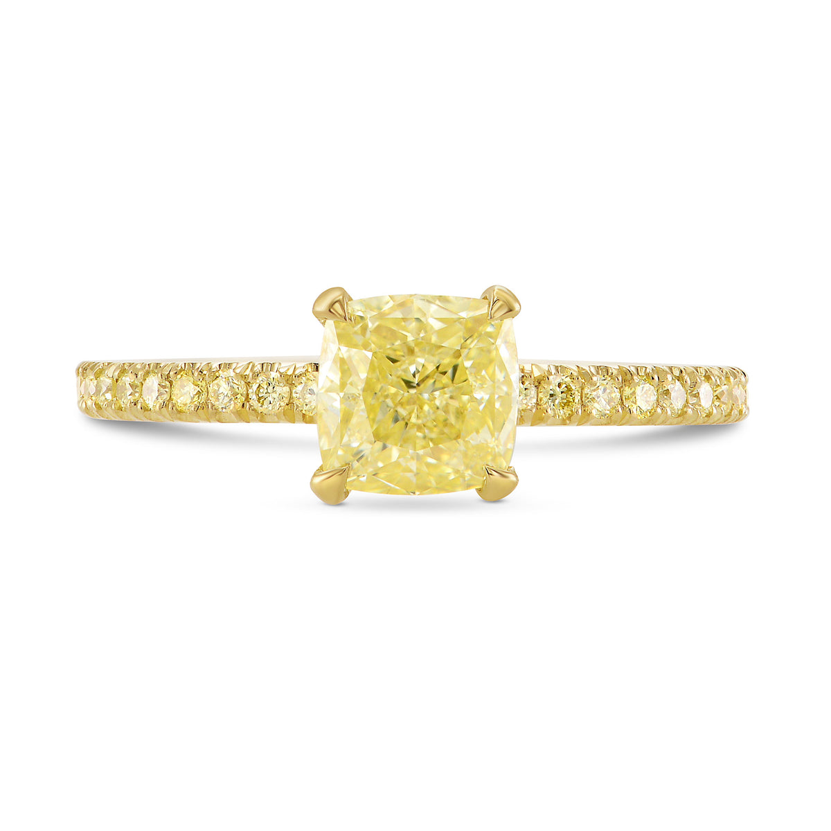 Fancy Yellow Cushion Diamond Engagement Ring