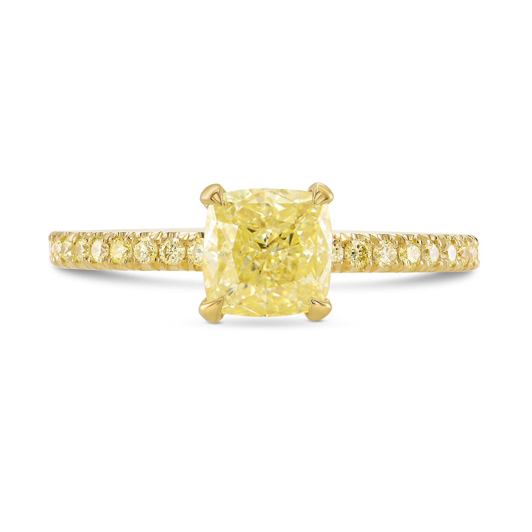 Fancy Yellow Cushion Diamond Engagement Ring