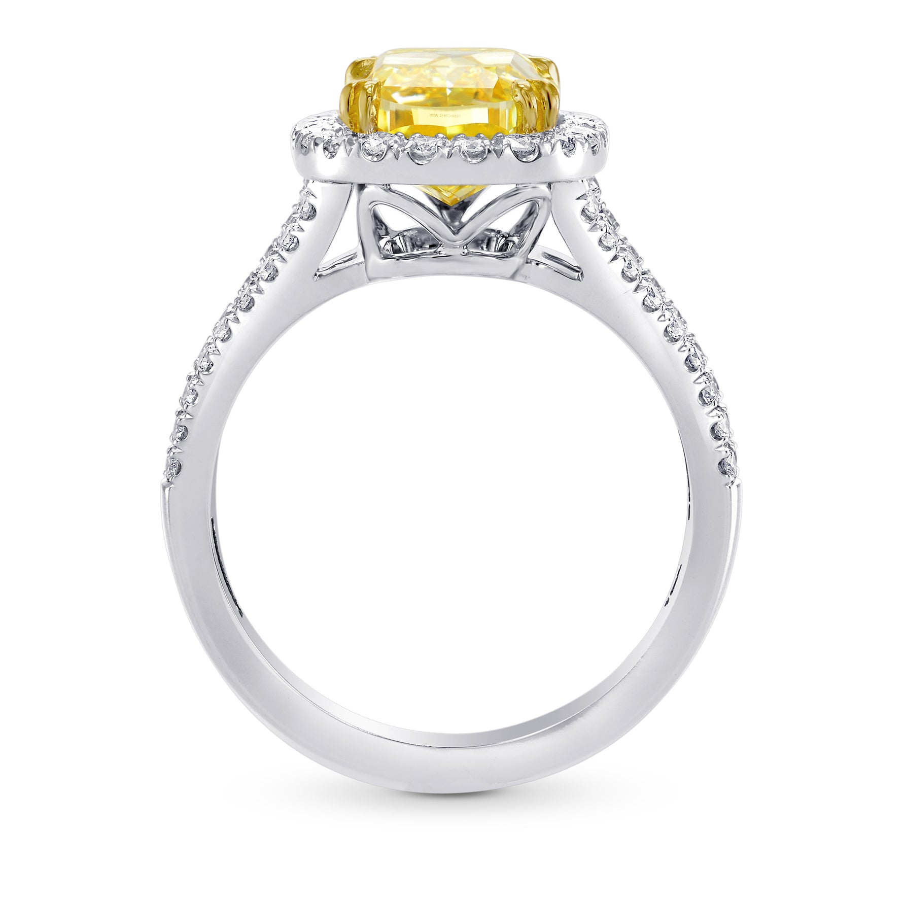 Fancy Intense Yellow Cushion Diamond Halo Ring