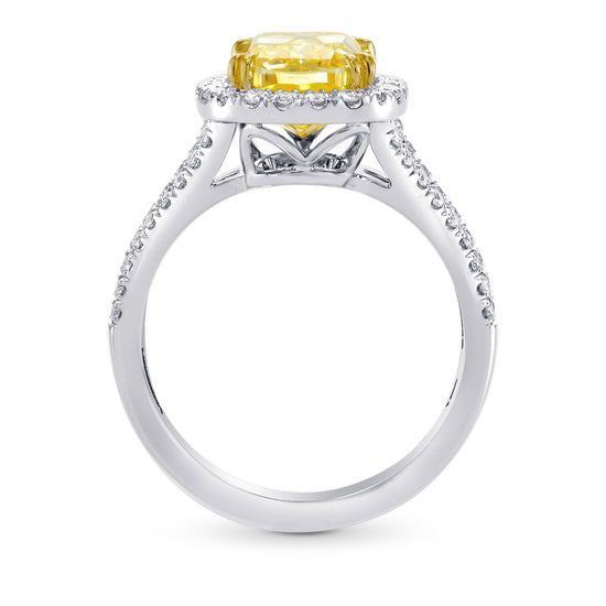 Fancy Intense Yellow Cushion Diamond Halo Ring