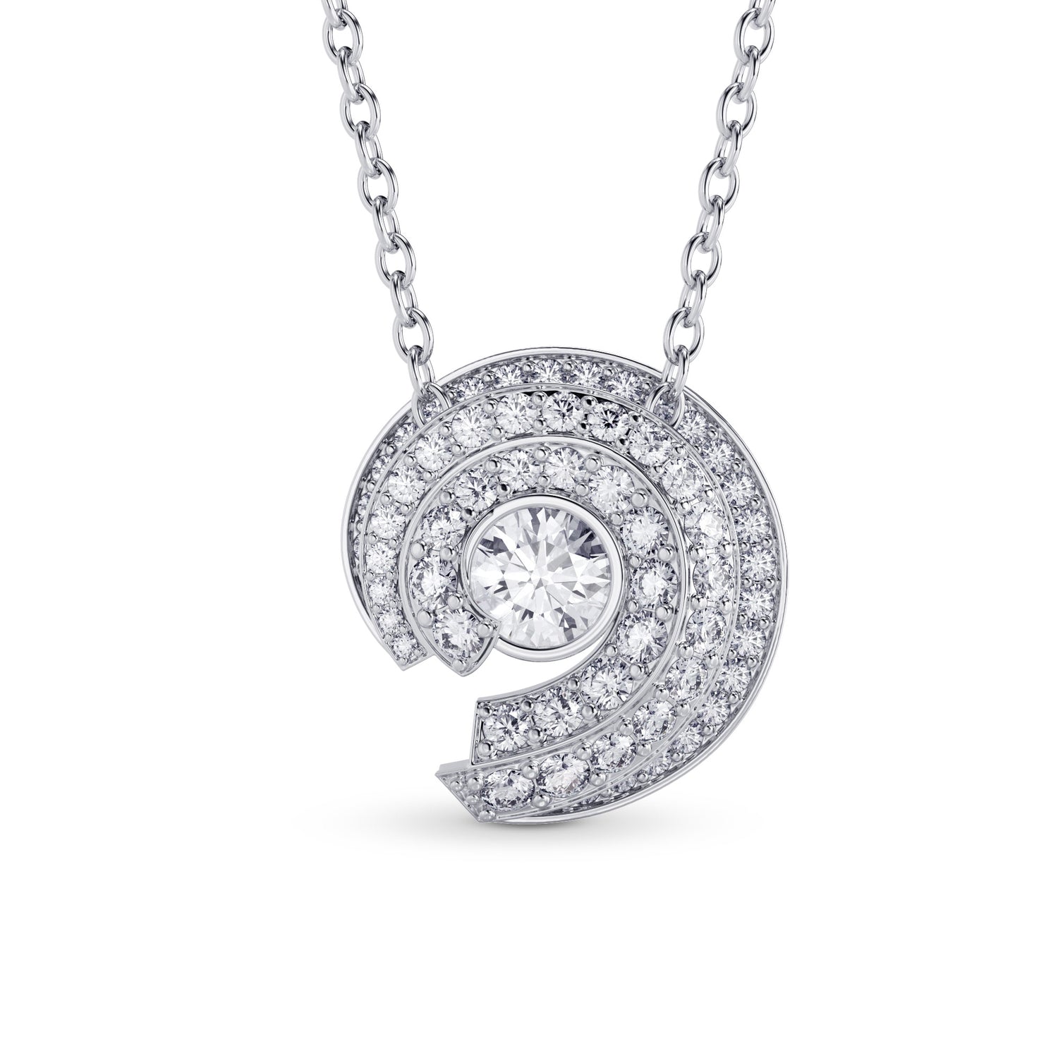 Spiral Round Diamond Pendant