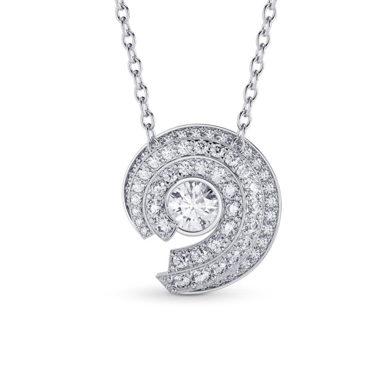 Spiral Round Diamond Pendant