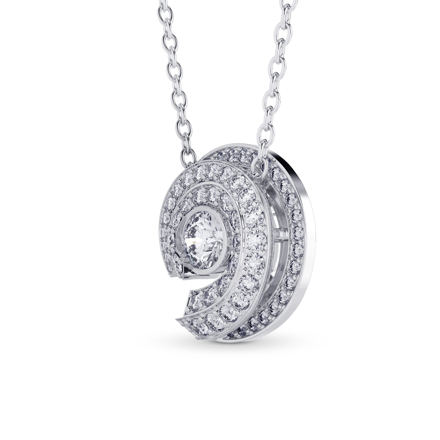 Spiral Round Diamond Pendant - 4