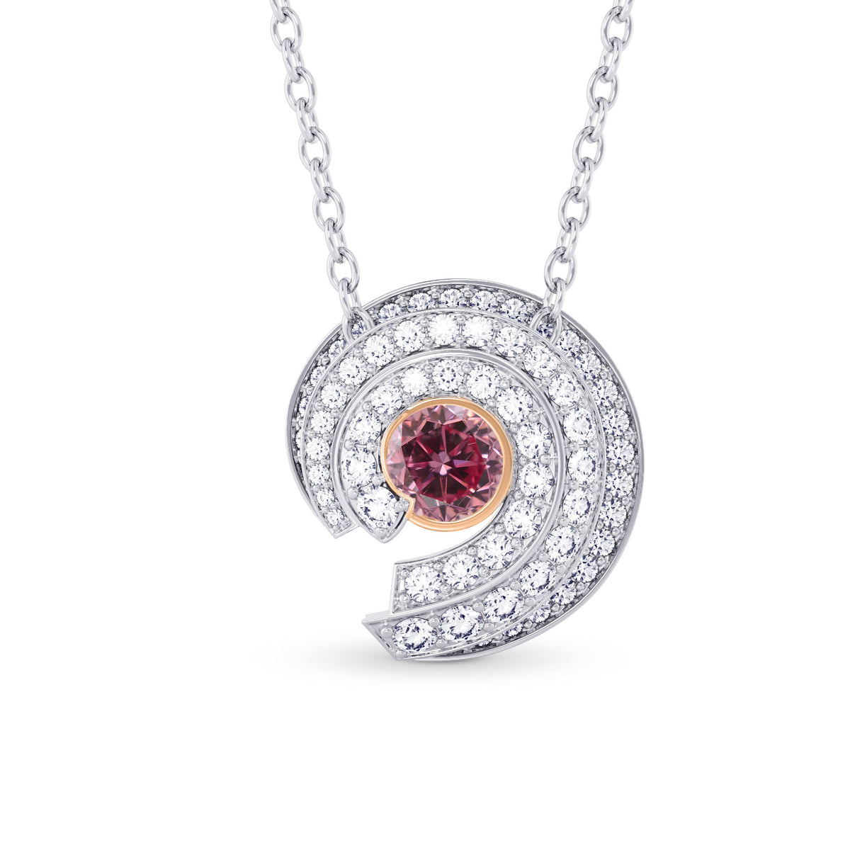Spiral Round Diamond Pendant