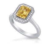 Fancy Deep Orangy Yellow Emerald Diamond Halo Ring