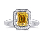 Fancy Deep Orangy Yellow Emerald Diamond Halo Ring