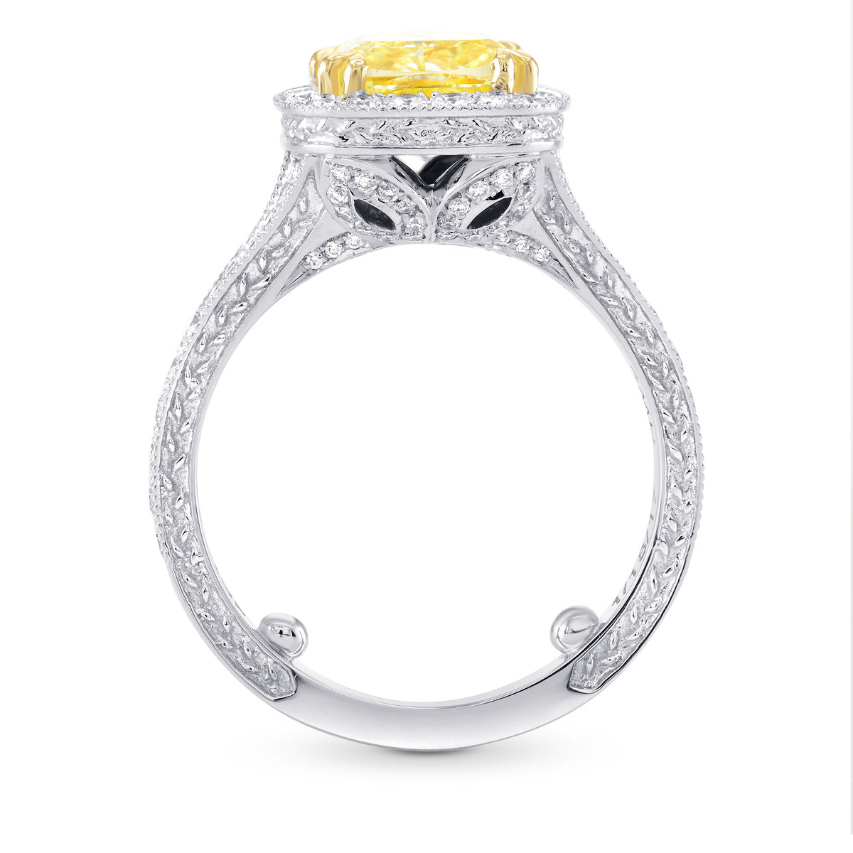 Fancy Intense Yellow Cushion Diamond Ring