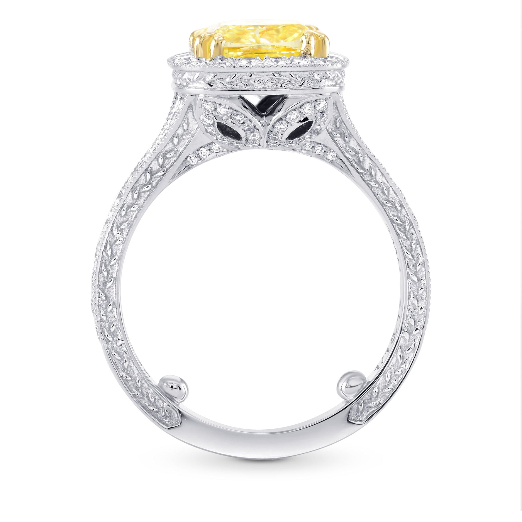 Fancy Intense Yellow Cushion Diamond Ring