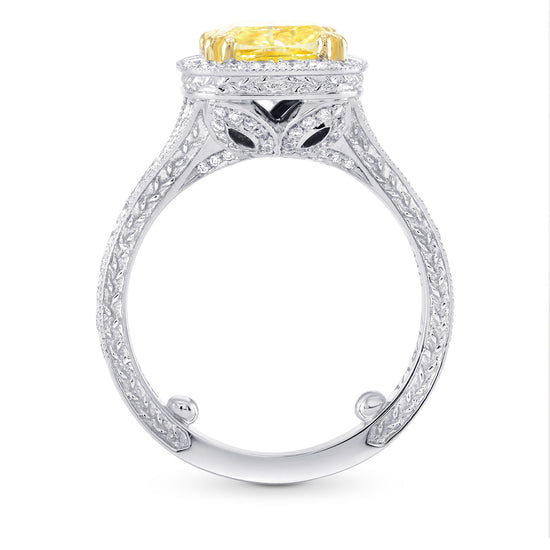 Fancy Intense Yellow Cushion Diamond Ring