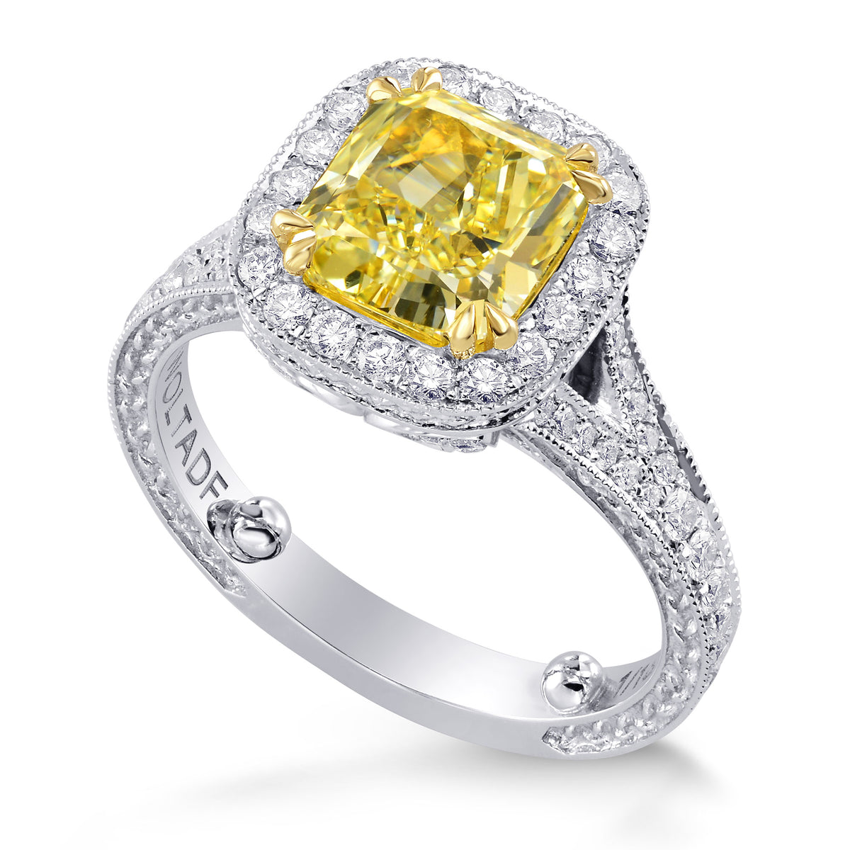Fancy Intense Yellow Cushion Diamond Ring