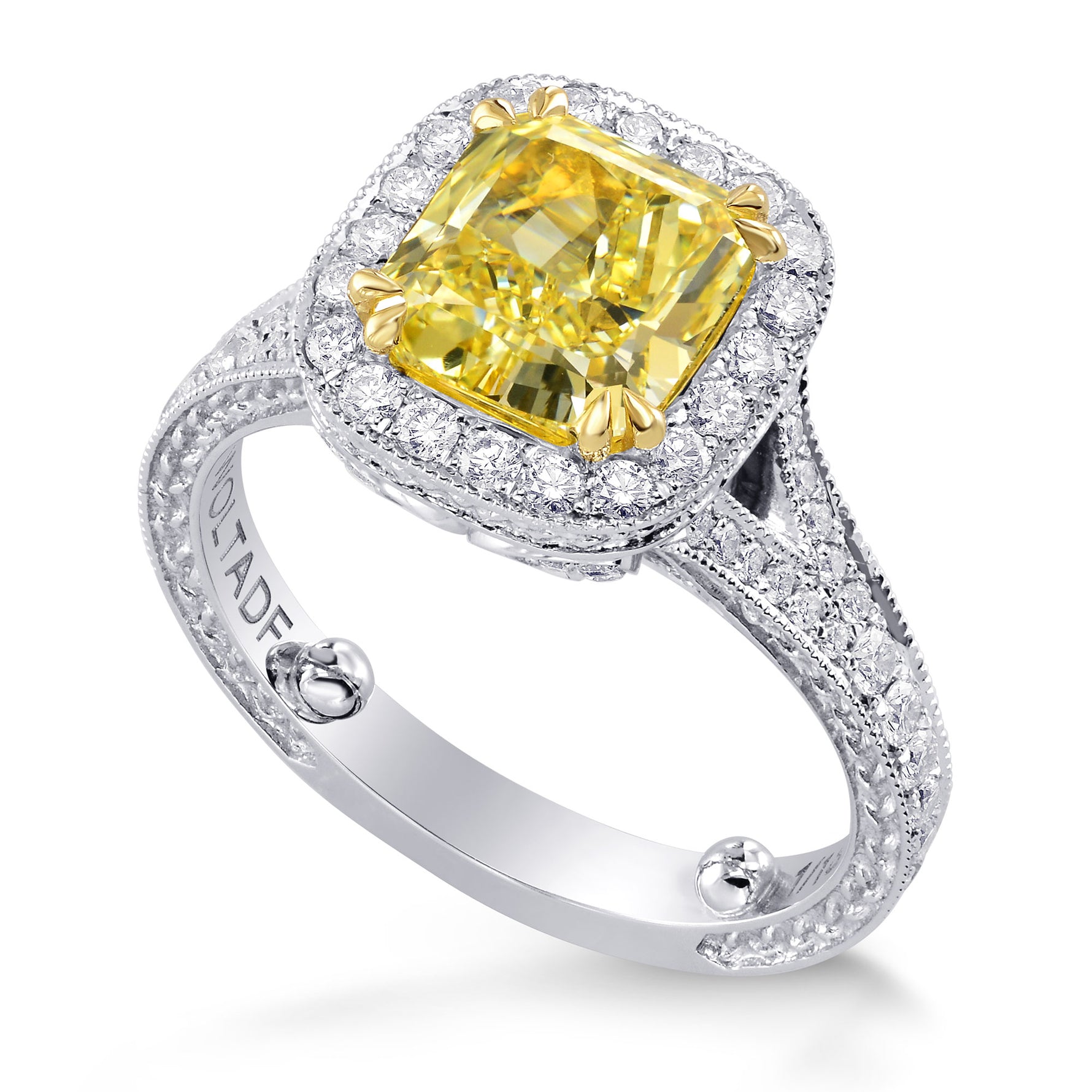 Fancy Intense Yellow Cushion Diamond Ring