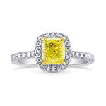 Fancy Yellow Cushion Diamond Halo Ring