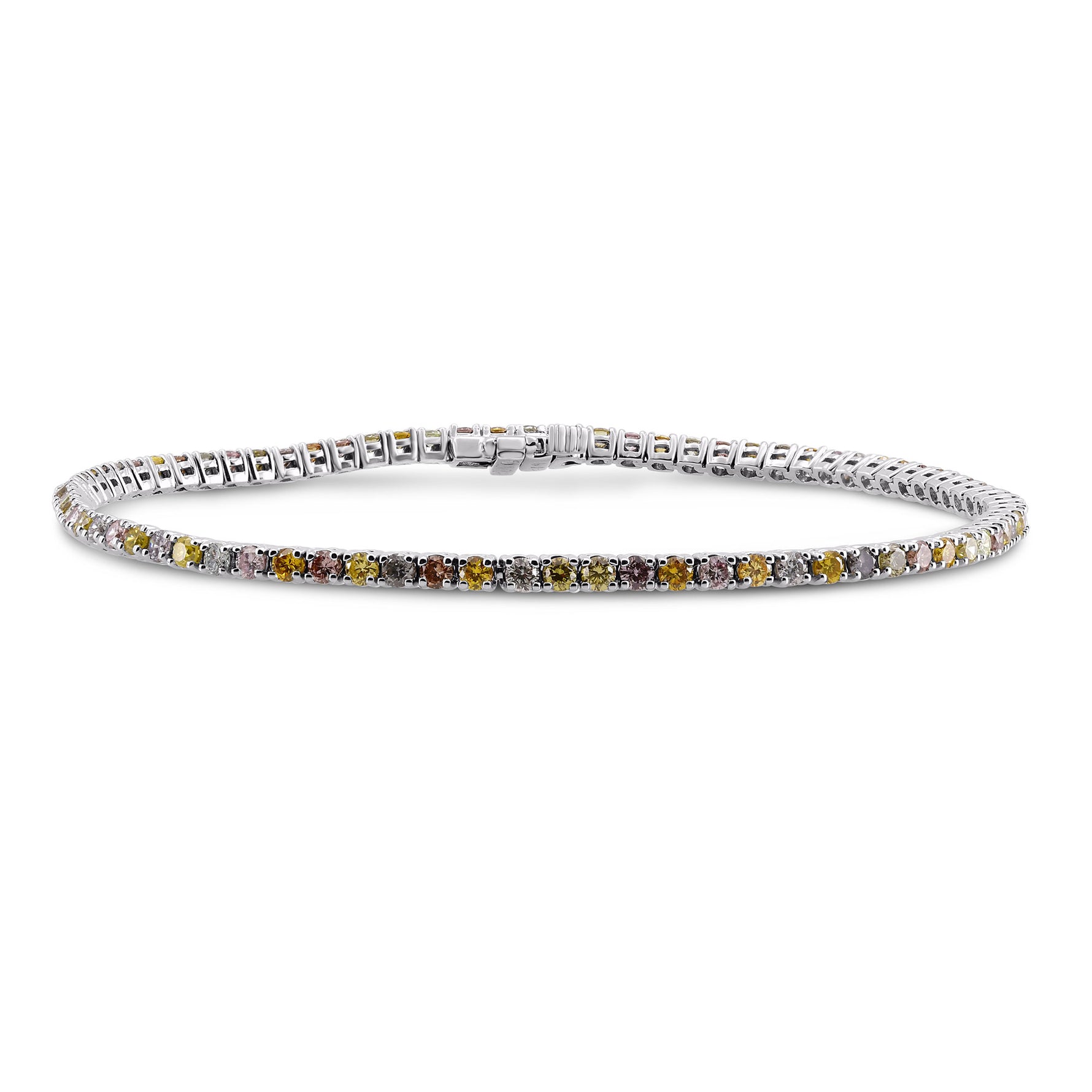 Platinum Multicolored Diamond Tennis Bracelet