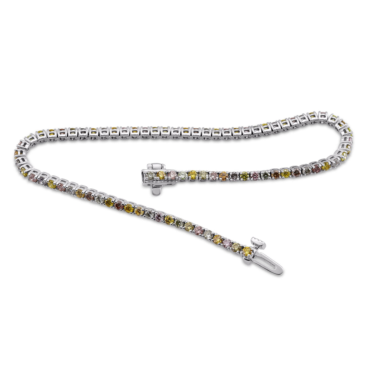 Platinum Multicolored Diamond Tennis Bracelet