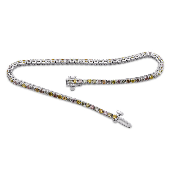 Platinum Multicolored Diamond Tennis Bracelet
