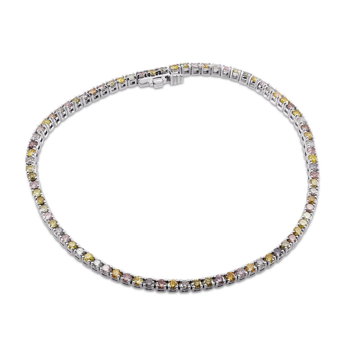 Platinum Multicolored Diamond Tennis Bracelet