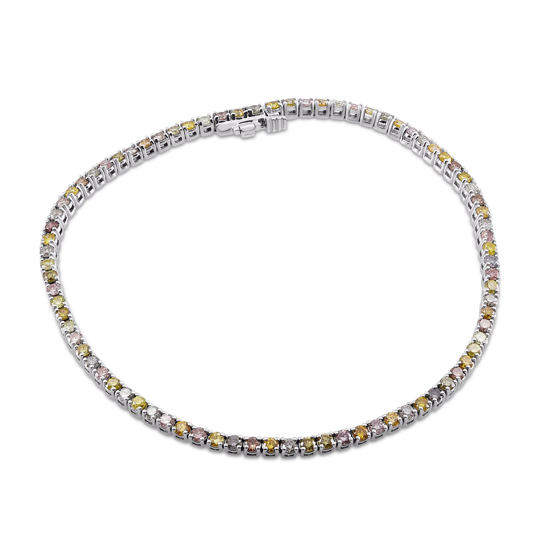 Platinum Multicolored Diamond Tennis Bracelet