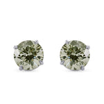 Fancy Grayish Yellowish Green Round Diamond Stud Earrings