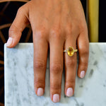 Oval Citrine & Gold Rope Ring