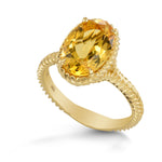 Oval Citrine & Gold Rope Ring