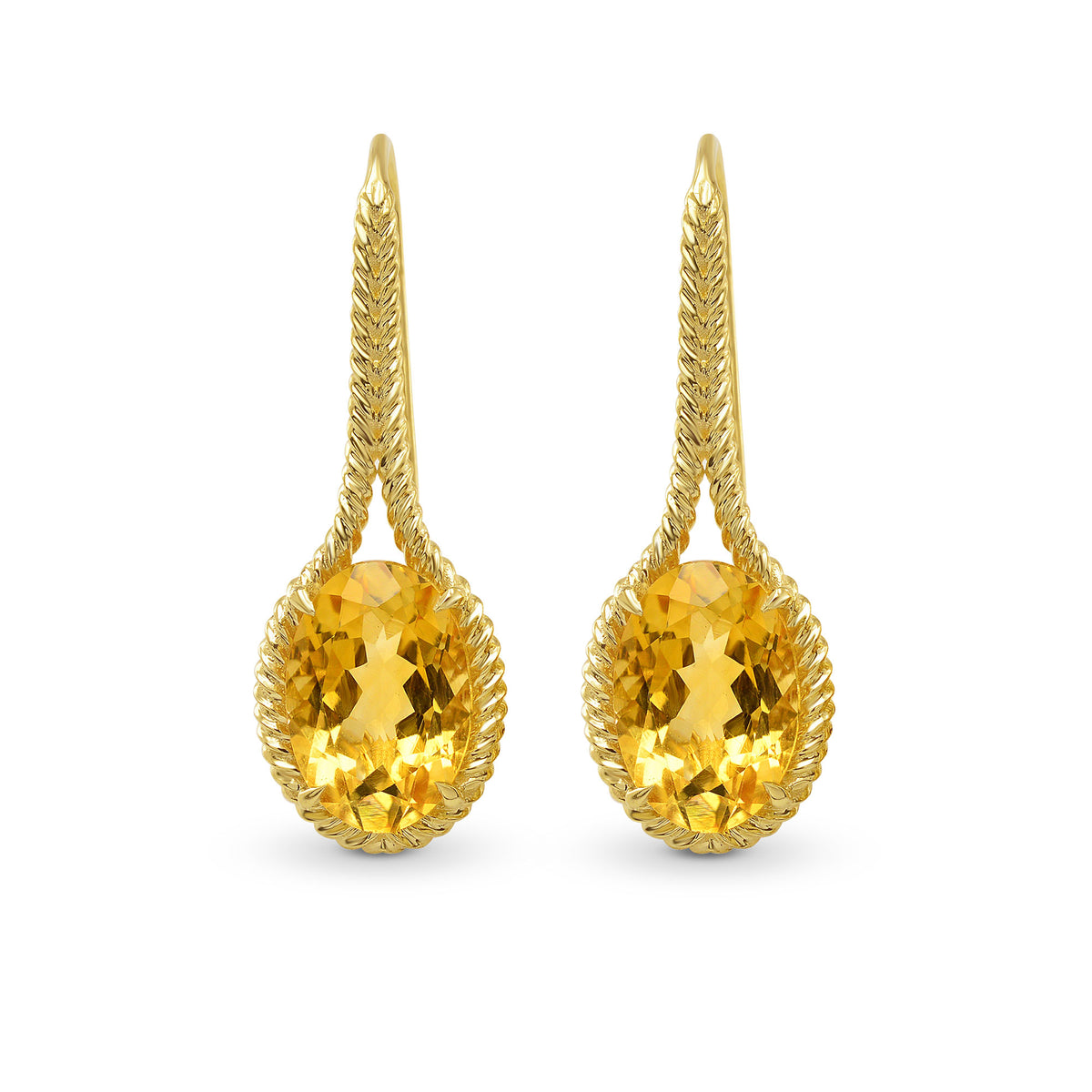 Oval Citrine Drop Earrings