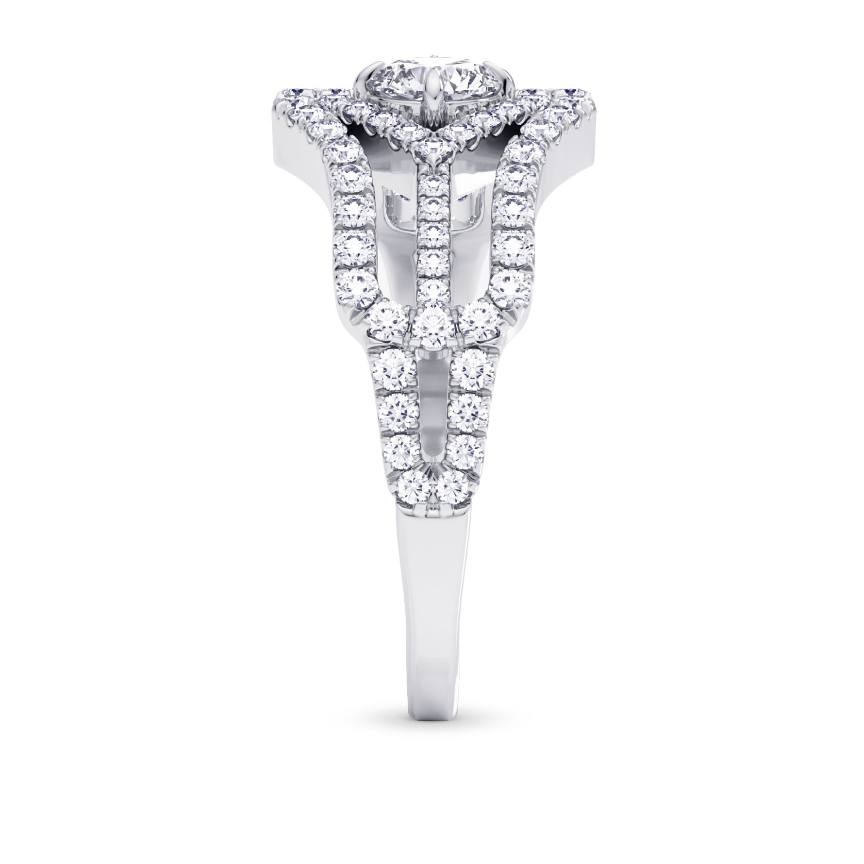 Colorless Round Brilliant Diamond Halo Ring - 2
