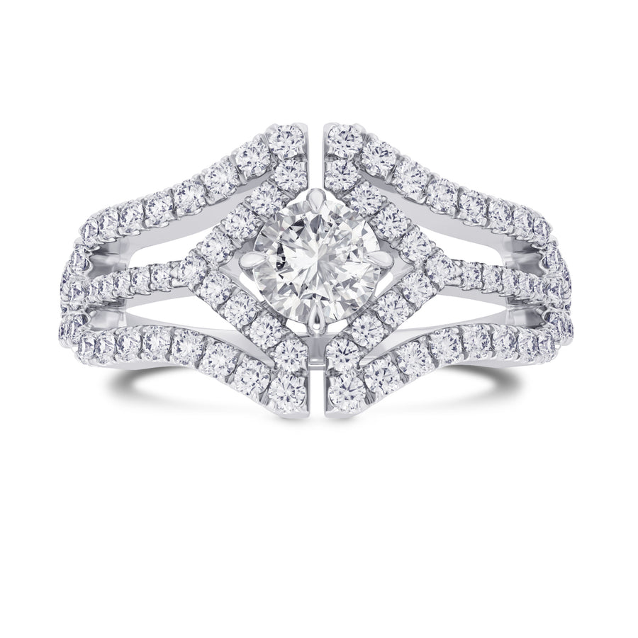 Colorless Round Brilliant Diamond Halo Ring
