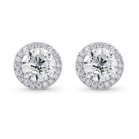 Round Brilliant GIA Diamond Halo Earrings