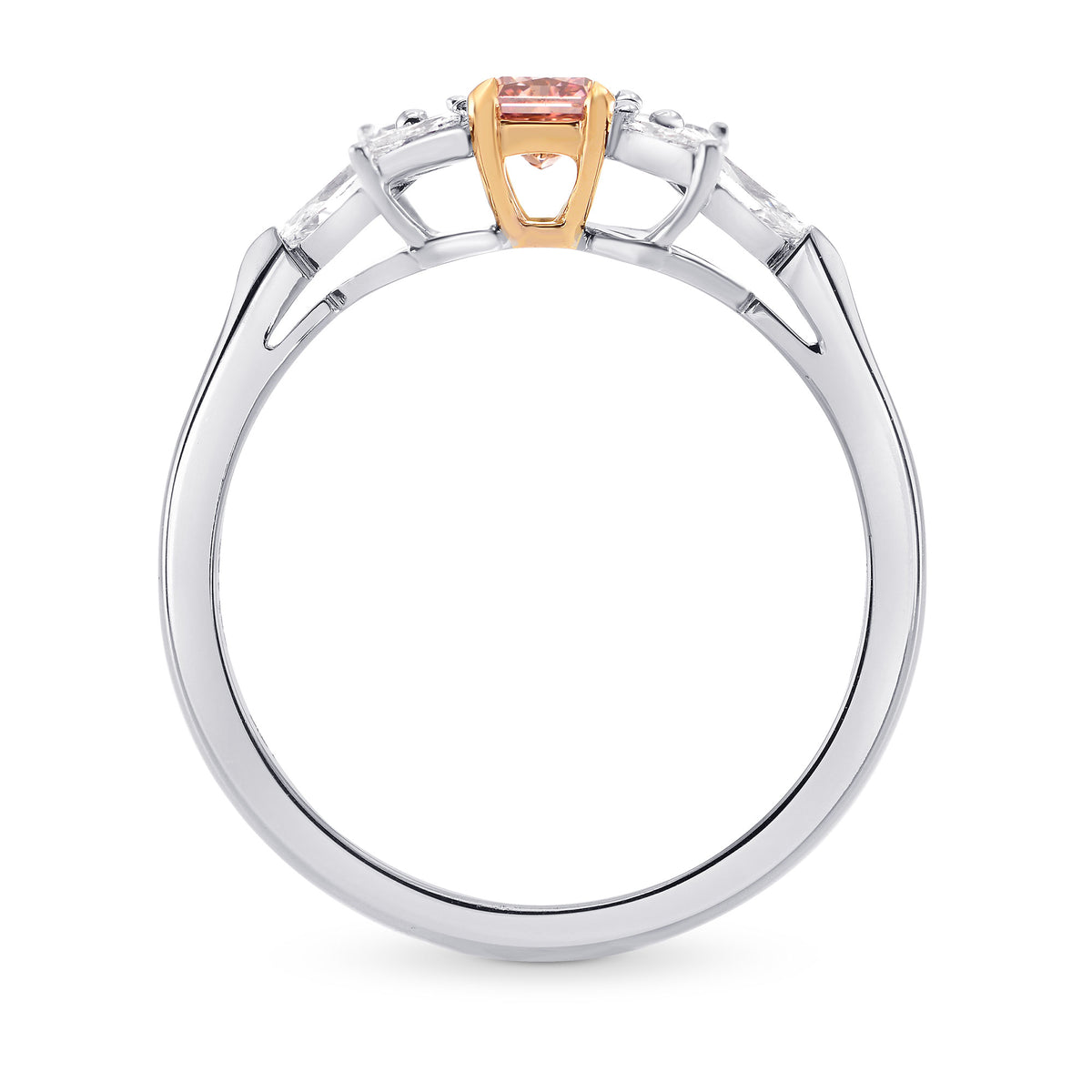 Fancy Intense Orangy Pink Radiant Diamond Ring