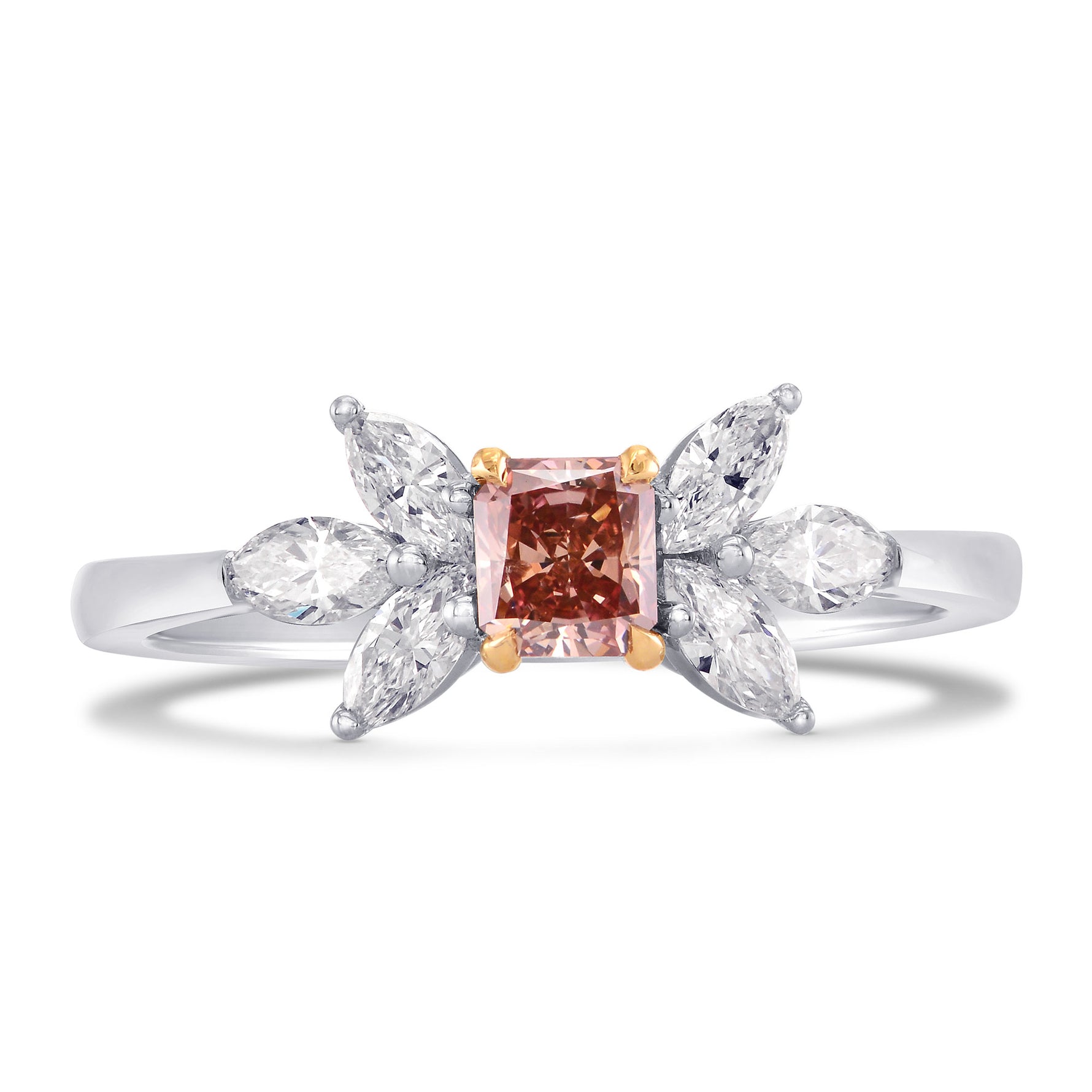 Fancy Intense Orangy Pink Radiant Diamond Ring