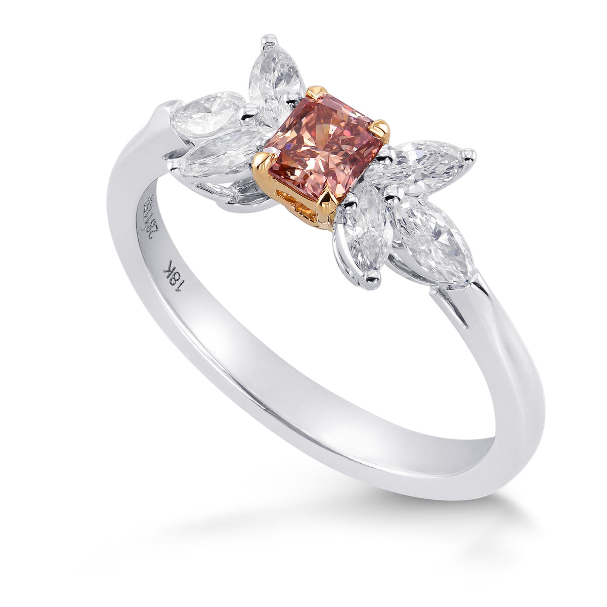 Fancy Intense Orangy Pink Radiant Diamond Ring