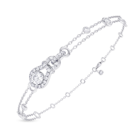 Round Brilliant Open Pave  Diamond Bracelet